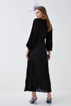 Coast Premium Pleated Maxi Wrap Dress -Coast Sales Store bcc00652 black xl 2