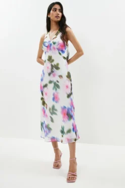Coast Tie Back Detail Printed Slip Dress