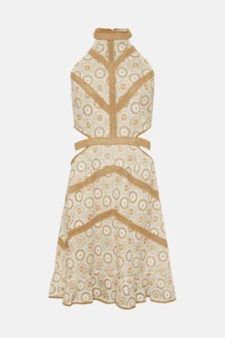 Coast Cotton Broderie Cutout Halter Mini Dress -Coast Sales Store bcc00690 stone xl 3