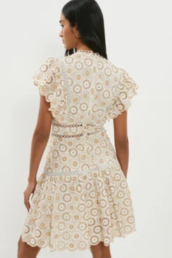Coast Cotton Broderie Eyelet Detail Mini Dress -Coast Sales Store bcc00691 stone xl 2