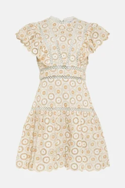 Coast Cotton Broderie Eyelet Detail Mini Dress -Coast Sales Store bcc00691 stone xl 3
