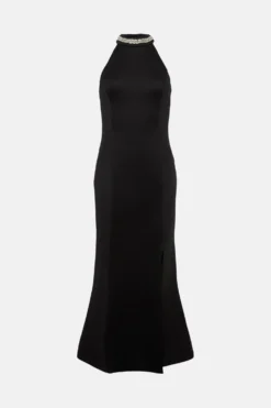 Coast Gem Halter Neck Scuba Maxi Dress -Coast Sales Store bcc00778 black xl 3