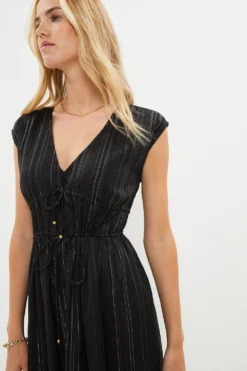 Coast Metallic Thread Tie Detail Midaxi Dress