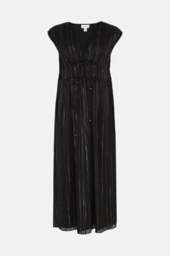 Coast Metallic Thread Tie Detail Midaxi Dress -Coast Sales Store bcc00810 black xl 3