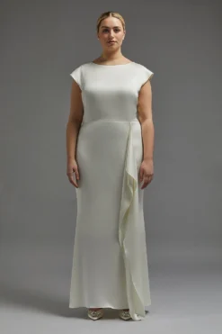 Coast Plus Size Cowl Back Ruffle Satin Maxi Dress