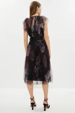 Coast Petite Pleated Mesh Belted Midi Dress -Coast Sales Store bcc00907 black xl 2