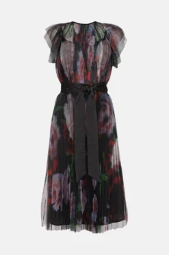 Coast Petite Pleated Mesh Belted Midi Dress -Coast Sales Store bcc00907 black xl 4