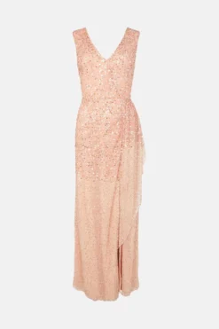Coast Ombre Sequin Wrap Detail Maxi Dress -Coast Sales Store bcc00971 pink xl 3
