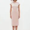 Coast Premium Satin Bodice Cap Sleeve Pencil Dress