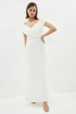 Coast Ruched Bardot Fishtail Maxi Dress