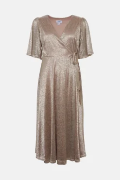 Coast Metallic Angel Sleeve Wrap Midi Dress -Coast Sales Store bcc01105 blush xl 3