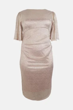 Coast Plus Size Metallic Angel Sleeve Ruche Waist Dress -Coast Sales Store bcc01106 blush xl 3