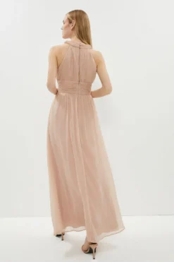 Coast Cross Over Halter Neck Chiffon Maxi Dress -Coast Sales Store bcc01123 blush xl 2