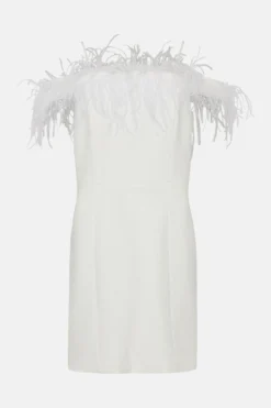 Coast Feather Trim Bardot Mini Dress -Coast Sales Store bcc01126 ivory xl 4