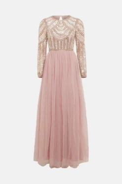 Coast Pearl Embellished Bodice Bridesmaids Tulle Skirt Dress -Coast Sales Store bcc01235 blush xl 3