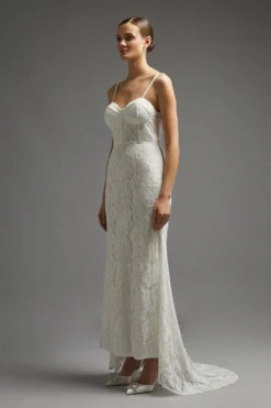 Coast Lace Bustier Maxi Dress With Train -Coast Sales Store bcc01253 ivory xl 1