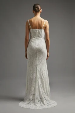 Coast Lace Bustier Maxi Dress With Train -Coast Sales Store bcc01253 ivory xl 2