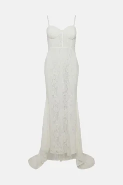Coast Lace Bustier Maxi Dress With Train -Coast Sales Store bcc01253 ivory xl 3
