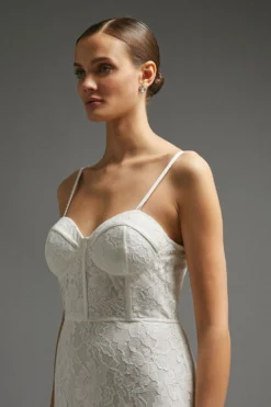 Coast Lace Bustier Maxi Dress With Train -Coast Sales Store bcc01253 ivory xl 5