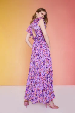 Coast Alexandra Farmer Mega Pleat V Neck Dress -Coast Sales Store bcc01278 purple xl 2 scaled