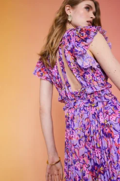 Coast Alexandra Farmer Mega Pleat V Neck Dress -Coast Sales Store bcc01278 purple xl 5 scaled