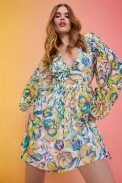 Coast Alexandra Farmer Metallic Thread Twist Dress