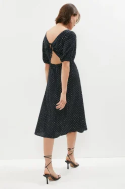 Coast Tie And Keyhole Detail Midi Tea Dress -Coast Sales Store bcc01299 black xl 2