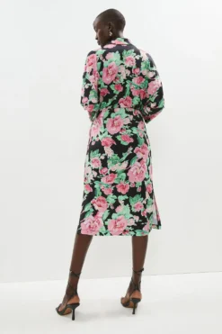 Coast Printed Tie Detail Bodycon Midi Dress -Coast Sales Store bcc01309 black xl 2