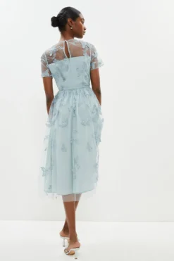 Coast 3d Embroidered Butterfly Mesh Midi Dress -Coast Sales Store bcc01346 cornflower20blue xl 2