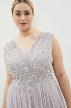 Coast Plus Size Linear Embellished Bardot Maxi Dress​ -Coast Sales Store bcc01362 lilac xl 1