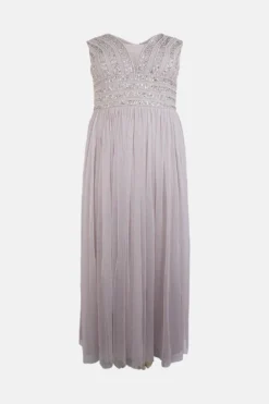 Coast Plus Size Linear Embellished Bardot Maxi Dress​ -Coast Sales Store bcc01362 lilac xl 3