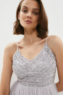 Coast Linear Embellished Tulle Cami Maxi Dress -Coast Sales Store bcc01365 lilac xl 1