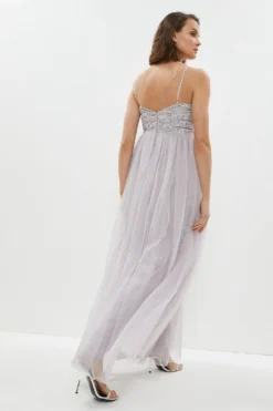 Coast Linear Embellished Tulle Cami Maxi Dress -Coast Sales Store bcc01365 lilac xl 2