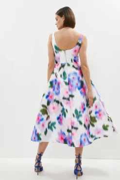 Coast Printed Fitted Bodice Full Midi Dress -Coast Sales Store bcc01368 ivory xl 2