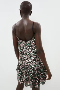 Coast Iridescent All Over Sequin Tiered Hem Dress -Coast Sales Store bcc01399 multi xl 2