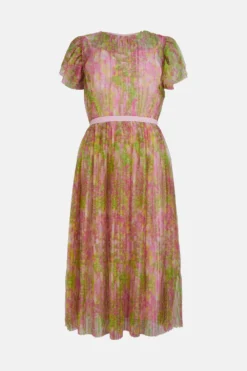 Coast Printed Frill Sleeve Pleated Mesh Midi Dress -Coast Sales Store bcc01411 multi xl 3