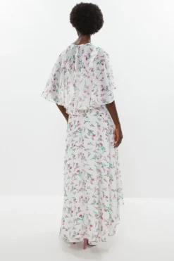Coast Printed Cape Detail Maxi Dress -Coast Sales Store bcc01430 ivory xl 2