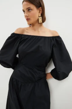 Coast Drop Waist Tuck Detail Poplin Maxi Dress -Coast Sales Store bcc01436 black xl 1