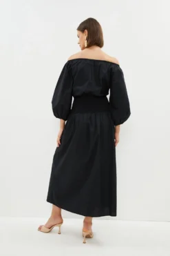 Coast Drop Waist Tuck Detail Poplin Maxi Dress -Coast Sales Store bcc01436 black xl 2