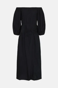 Coast Drop Waist Tuck Detail Poplin Maxi Dress -Coast Sales Store bcc01436 black xl 3