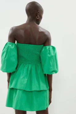 Coast Ruched Bodice Tiered Mini Dress With Detachable Sleeve -Coast Sales Store bcc01443 bright20green xl 2