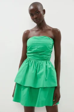 Coast Ruched Bodice Tiered Mini Dress With Detachable Sleeve -Coast Sales Store bcc01443 bright20green xl 4