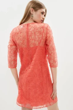 Coast Floral Embroidered Organza T Shirt Dress -Coast Sales Store bcc01467 coral xl 2