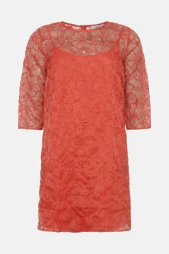 Coast Floral Embroidered Organza T Shirt Dress -Coast Sales Store bcc01467 coral xl 3