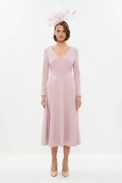 Coast V Neck Full Skirt Midi Dress