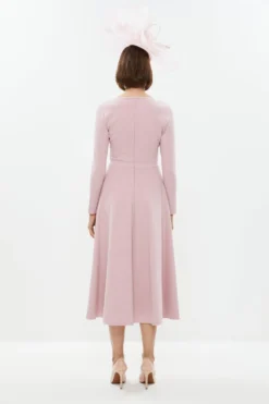 Coast V Neck Full Skirt Midi Dress -Coast Sales Store bcc01474 blush xl 2