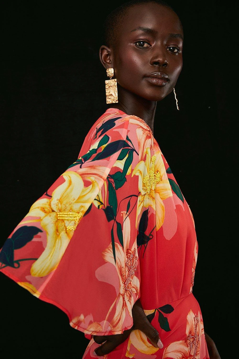 Coast Print And Beadwork Kimono Wrap Dress 2 Coast Print And Beadwork Kimono Wrap Dress - Image 2