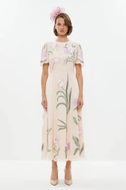 Coast Trailing Floral Angel Sleeve Embroidered Maxi Dress