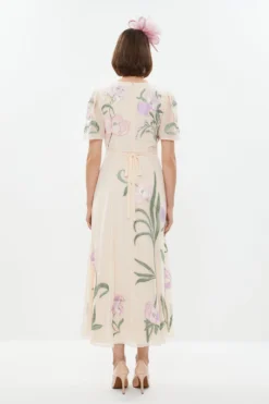 Coast Trailing Floral Angel Sleeve Embroidered Maxi Dress -Coast Sales Store bcc01489 blush xl 2