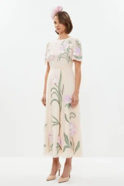 Coast Trailing Floral Angel Sleeve Embroidered Maxi Dress -Coast Sales Store bcc01489 blush xl 4
